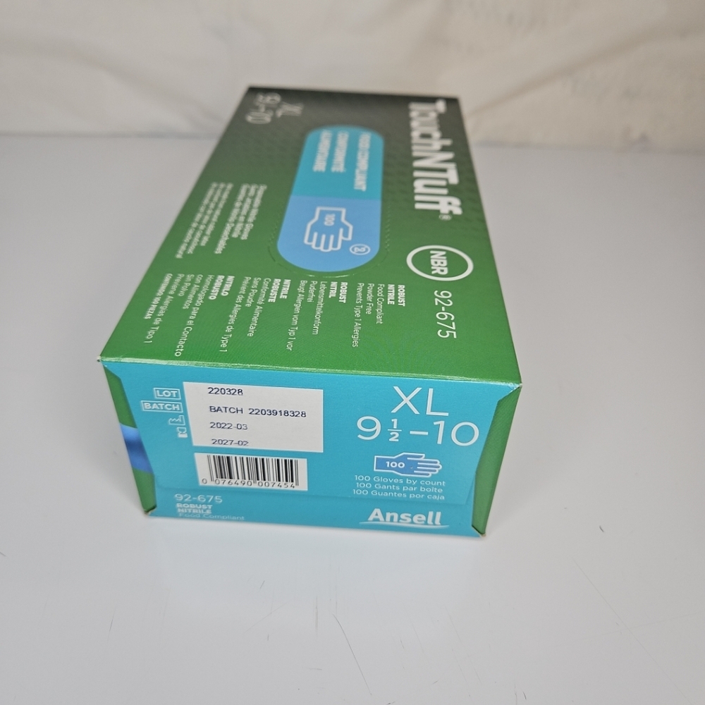 🎁 Ansell TouchNTuff AHP92675XL Disposable Blue Nitrile Gloves, XL 100 Count - Picture 5 of 11